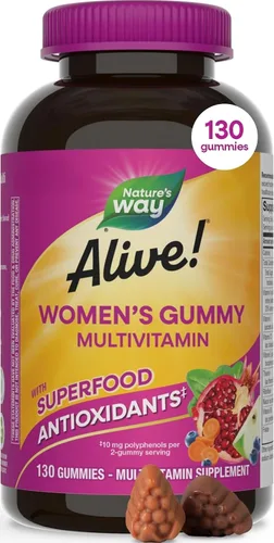 Vista 8 de Nature's Way ¡Alive! Gomitas multivitamínicas para mujer, vitaminas A, C