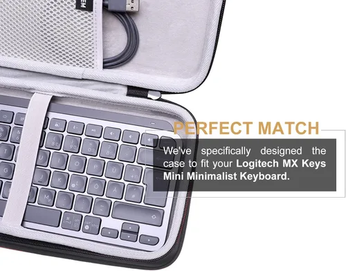 Vista 3 de LTGEM - Funda compatible con Logitech MX Keys Mini teclado iluminado inalámbrico minimalista (interior: 12.1 x 5.6 x 0.8 pulgadas), solo funda