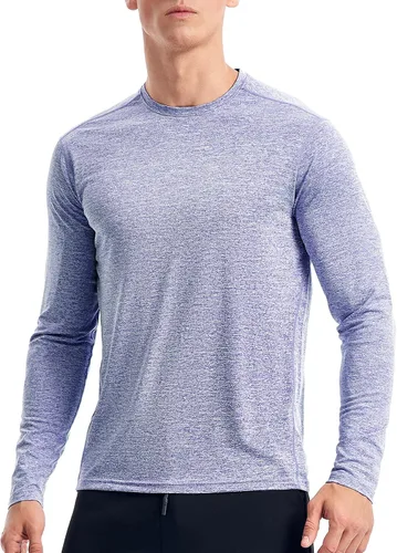 Vista 18 de Zengjo Camisetas atléticas que absorben la humedad para hombre, de manga larga, para entrenamiento, correr, gimnasio, rendimiento, protección UV
