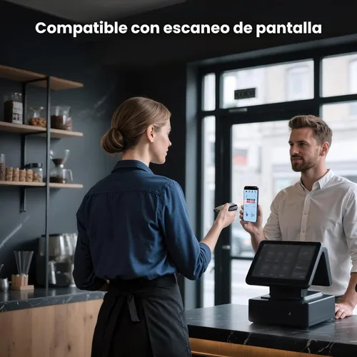Vista 5 de Eyoyo portátil 3-en-1 mini 1D CCD Bluetooth escáner de código de barras inalámbrico Gris