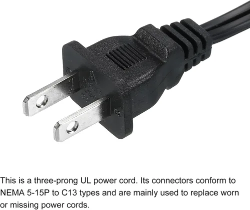 Vista 5 de PATIKIL Cable de alimentación de CA de 2 clavijas de 3 pies (3.3 ft) 18 AWG, 2 ranuras a C8, cable de repuesto para computadora portátil