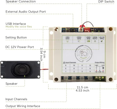Vista 7 de Accesorios para sala de escape con rompecabezas de audio, linterna brillante para desbloquear y abrir cerraduras electromagnéticas de 12 V