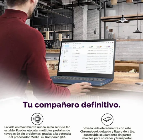 Vista 9 de Lenovo Laptop Chromebook con pantalla táctil de 14", procesador de 8