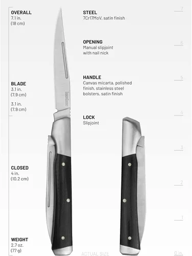 Vista 3 de Kershaw Allegory - Cuchillo de bolsillo plegable manual, cuchillo de dos hojas con punta de clip y cuchillas de punta de lanza, junta deslizante