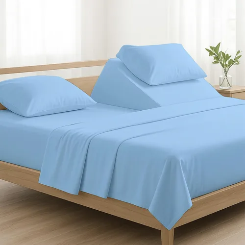 Vista 24 de NON Sticky cotton Juego de sábanas de 4 piezas para cama ajustable con números de sueño, 100% algodón egipcio, cabezal flexible de 34 pulgadas, se
