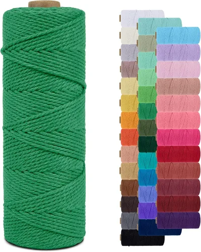 Vista 114 de Cordón de macramé de 0.079 pulgadas, cuerda de algodón natural de 109 yardas, hilo de cuerda de macramé para manualidades, ganchos de pared