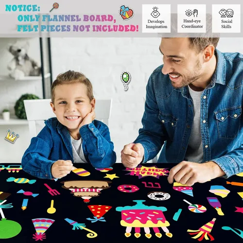 Vista 2 de Craftstory Tablero de franela de 3.5 pies para niños pequeños preescolares como niños, historias de fieltro para niños, kits de juego para colgar
