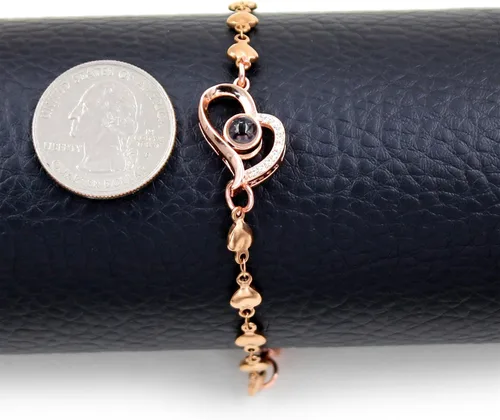Vista 9 de Pulsera de cadena de corazón personalizada con texto en inglés "I Love You in 100 Language", regalos para mamá, esposa, novia