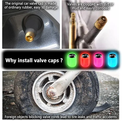 Vista 5 de 16 piezas de tapas fluorescentes para válvulas de neumáticos, tapa de válvula de aire para rueda de auto luminosa, accesorios de decoración