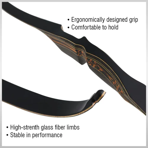 Vista 4 de DEERACE Arco largo Ranger de 60 pulgadas, arco tradicional de una pieza, 25-60 libras de madera para la mano derecha