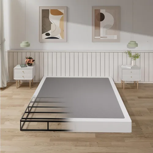 Vista 9 de Tyndall Box Spring - Base de colchón individual de metal de 7 pulgadas, base de colchón resistente de 3000 libras con cubierta de tela, fácil