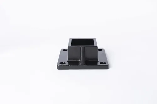 Vista 6 de Brida de poste de montaje en el suelo para poste de valla cuadrada de 2 pulgadas y barandilla de cubierta, resistente, aluminio, negro