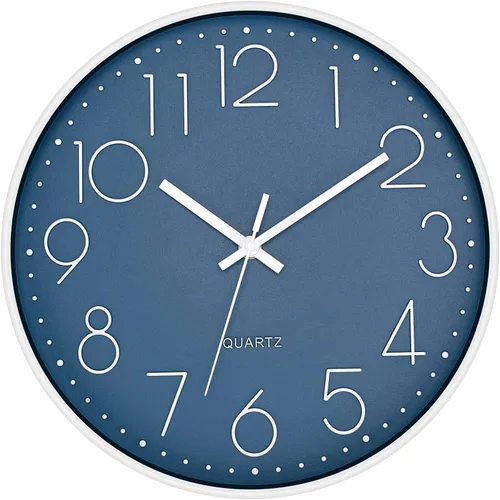 Vista 10 de Foxtop Reloj de pared atómico que funciona con pilas, redondo, analógico, moderno, juego automático para oficina, aula, dormitorio, cocina, sala