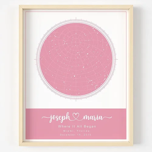 Vista 10 de Mapa de estrellas personalizado con fechas y lugar específicos, impresión de mapa de constelación personalizado, sin marco, arte de pared