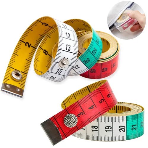 Vista 8 de Cinta métrica para el cuerpo, tela, costura, tela a medida, medidas para manualidades en casa, 60 pulgadas/59.1 in, suave, multicolor, cinta métrica