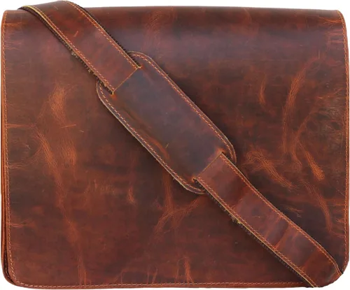 Vista 6 de Leather messenger bag laptop case office briefcase gift for men computer distressed shoulder bag