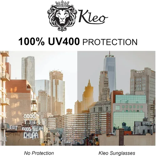 Vista 4 de Kleo Empire - Gafas de sol cuadradas con parte superior plana frontal y lateral con cabeza de león y medallón