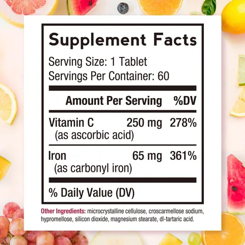 Vista 2 de Doctor's Recipes Suplemento de hierro de 65 mg con vitamina C – Absorción maximizada y píldoras de hierro amigables con el estómago