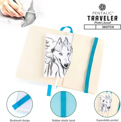 Vista 4 de Cuaderno de bocetos Travelers Dot Grid Pentalic Art, libre de ácidos