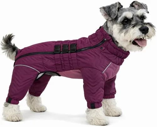 Vista 34 de Abrigo cálido para perros de doble capa, chaleco para perros, 4 patas cubiertas, resistente al viento, impermeable, reflectante, gris XS - L
