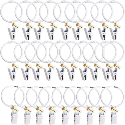 Vista 7 de Lsgoodcare 30 clips de cortina que se abren con anillos dorados de 2 pulgadas, clip decorativo de metal fuerte, anillos de clip abiertos a prueba