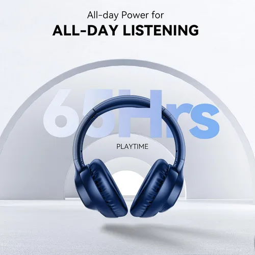 Vista 7 de KVIDIO Auriculares Bluetooth, auriculares inalámbricos con micrófono, tiempo de funcionamiento de 65 horas, auriculares sobre la oreja