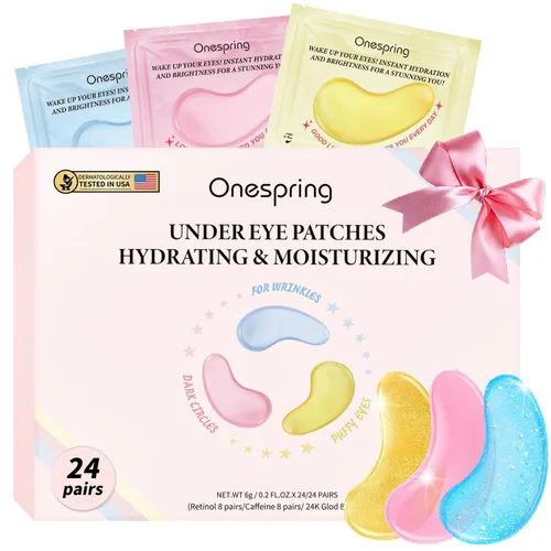 Vista 10 de Onespring Almohadillas de gel para ojos (24 pares) – Parches debajo de los ojos para ojos hinchados, arrugas, ojeras, geles de colágeno natural