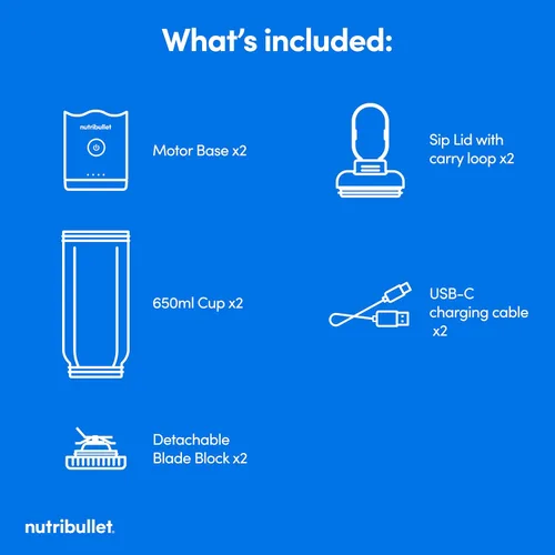 Vista 10 de Batidora portátil nutribullet Flex 22oz 2Pack NBPB30200AKAW, Negro & Blanco
