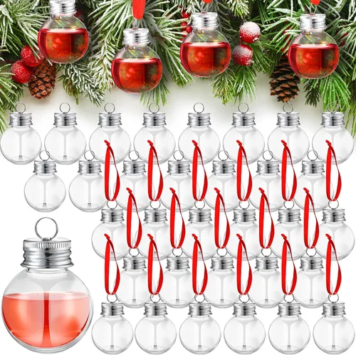 Vista 8 de Patelai 24 Piezas Bolas de Bebida de Navidad Adorno de Vaso de Chupito Adornos de Árbol de Navidad de Plástico Rellenables Bombillas de Botella