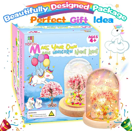 Vista 6 de YOFUN Make Your Own Unicorn Night Light - Kit de manualidades para niños, artes y manualidades, luz nocturna, para niñas de 4 a 9 años, regalos