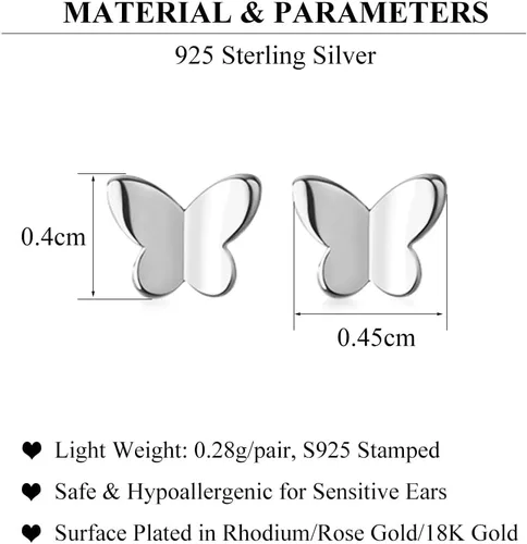 Vista 7 de SLUYNZ Aretes de plata de ley 925 maciza con diseño de mariposa para mujeres y adolescentes