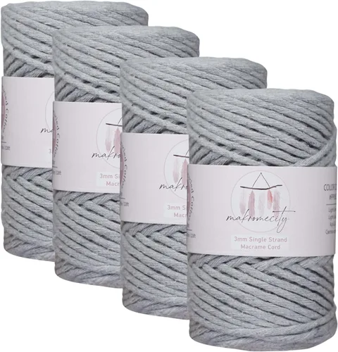 Vista 85 de Makromecity, Cordón de macramé de un solo hilo de 3 mm x 100 yardas (300 pies) de 3 mm de cordón de algodón azul bebé para arte y manualidades