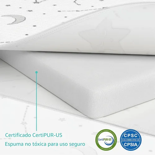 Vista 3 de YENING Cubrecolchón transpirable de 38 x 26 pulgadas, impermeable, para Pack N Play, con correa, paquete de 2 2 Paquete Normal