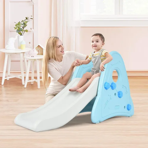 Vista 2 de BABY JOY Tobogán para niños, juego independiente de mini tobogán escalador para uso en interiores y exteriores, juego de juguete para niños