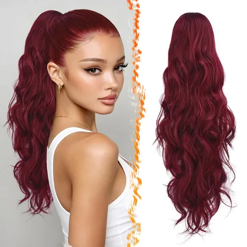 Vista 23 de BARSDAR Extensiones de cola de caballo con clip de garra, extensiones de cabello corto ondulado negro de 14 pulgadas para mujer, extensiones