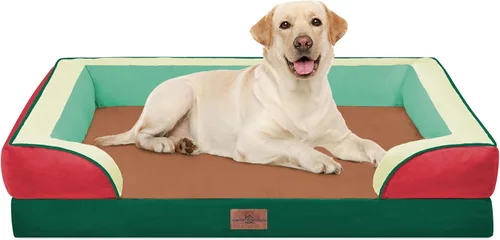 Vista 63 de Comfort Expression - Cama ortopédica para perros medianos, 28 x 19 pulgadas, cama impermeable y de apoyo de espuma con cojines removibles, sofá