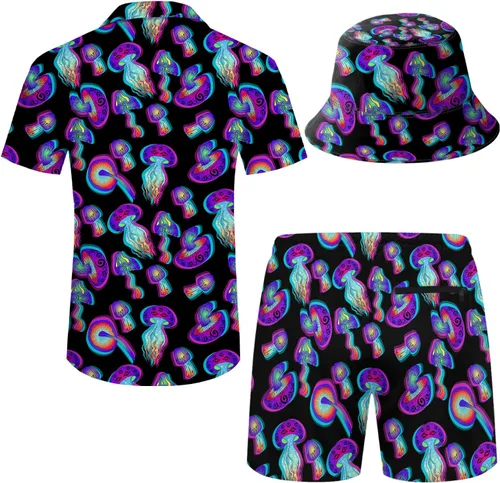 Vista 2 de Camisa y pantalones cortos hawaianos de 2 piezas para hombre