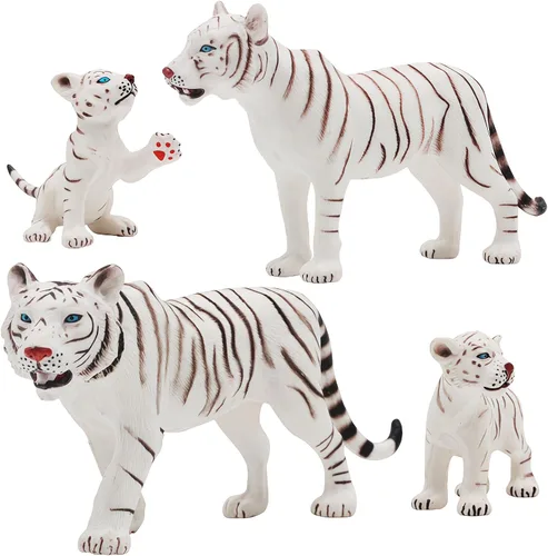 Vista 10 de Gemini&Genius Juego de figuras familiares de Tigres, juego de animales, modelos educativos de vida silvestre, adornos para pasteles y regalo