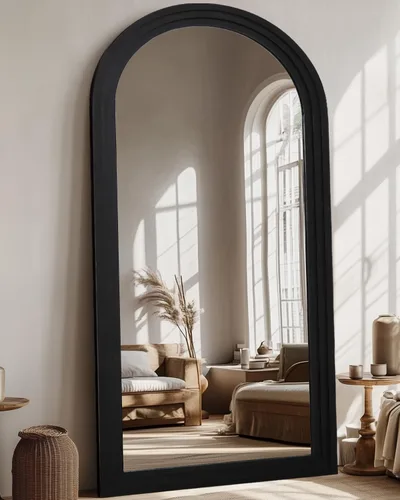 Vista 16 de Espejo de longitud completa, espejo de madera de 71" × 32" con soporte, espejo de piso de madera, espejos de pie de gran tamaño, espejos de pared