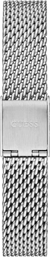 Vista 3 de GUESS US - Reloj analógico de malla en tono oro rosa con diamantes para mujer, plateado