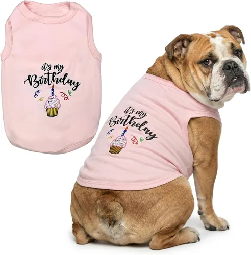 Vista 22 de Camiseta para perro Parisian Pet con palabras bordadas "Es mi cumpleaños" - Camiseta sin mangas para cumpleaños de perro - Chaleco ligero