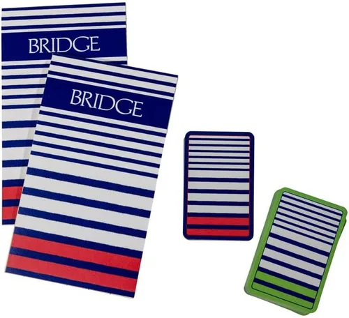 Vista 2 de Caspari Juegos de regalo Breton Stripe Bridge - 2 mazos de cartas y 2 blocs de puntuación