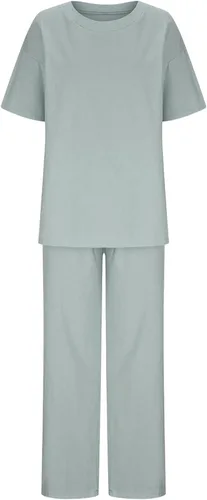 Vista 21 de Conjuntos de verano de 2 piezas para mujer, conjuntos elegantes y casuales de color liso, para verano, otoño, cuello redondo, tops y pantalones