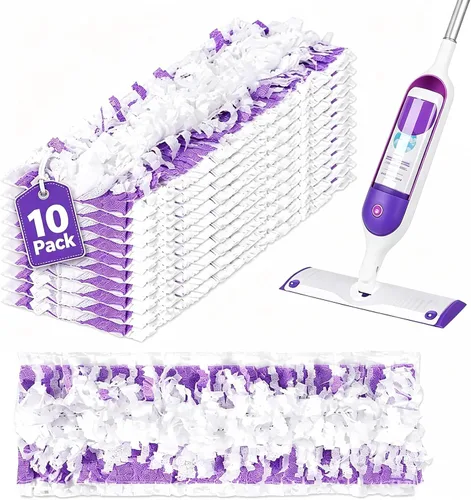 Vista 8 de Paquete de 6 almohadillas de microfibra reutilizables para trapeador Rosa 6 Pack