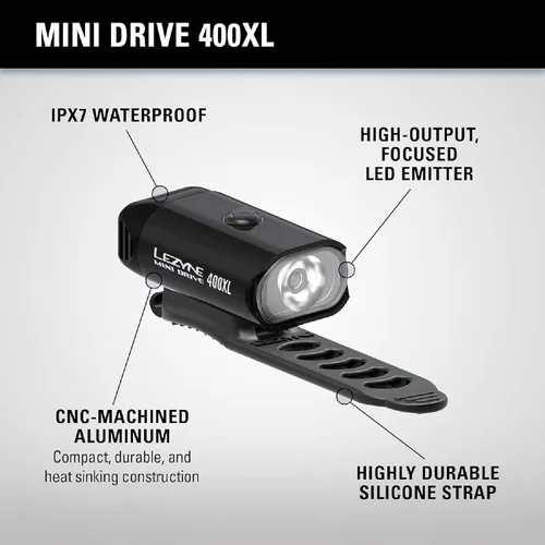 Vista 4 de LEZYNE Mini Drive 400 Unisex USB Recargable Luz LED Bicicleta de Montaña