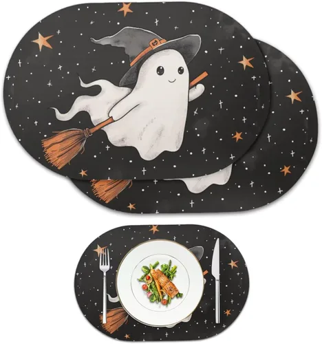 Vista 28 de Autumn Placemats Set of 2 Waterproof Wipeable 12X18 Inch Faux Leather Non Slip Heat Resistant Mats for Thanksgiving Dinner Outdoor Decor