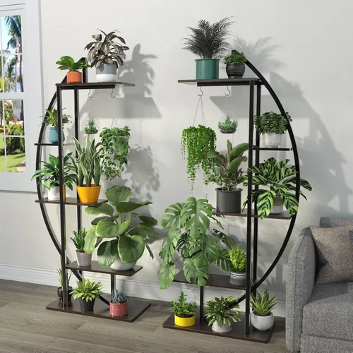 Vista 4 de GDLF Soporte alto para plantas, estante grande para plantas de interior, 71 pulgadas, estante de metal con gancho para colgar, diseño más alto