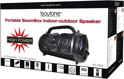Vista 7 de Boytone BT-18BK Altavoz portátil Bluetooth Boombox, interior/exterior, sonido fuerte, graves más profundos, ecualizador, subwoofer de 5 pulgadas