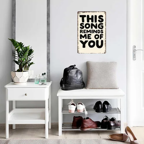 Vista 4 de LAHUTK Póster de letreros divertidos con texto en inglés «This song reminds me of you», arte de pared de metal para oficina, dormitorio, bar
