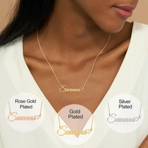Vista 2 de Juantao Collar personalizado con nombre chapado en oro de 18 quilates con corazón regalos personalizados para mujeres, adolescentes y niñas, Metal